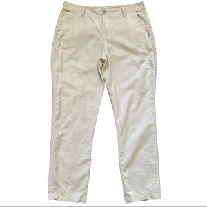 GAP Cream Girlfriend Chino Linen-Blend Pants